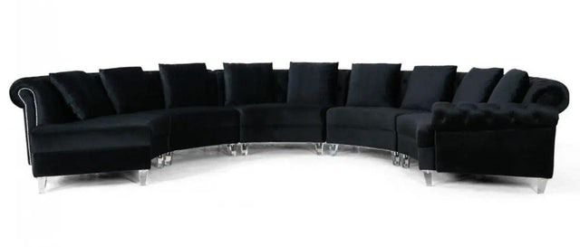 Divani Casa Darla Modern Black Velvet Circular Sectional Sofa Vg2T1124 - 5P - Blk - 2 | Home Elegance USA