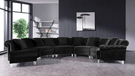 Vig Furniture - Divani Casa Darla Modern Black Velvet Circular Sectional Sofa - Vg2T1124-5P-Blk-2