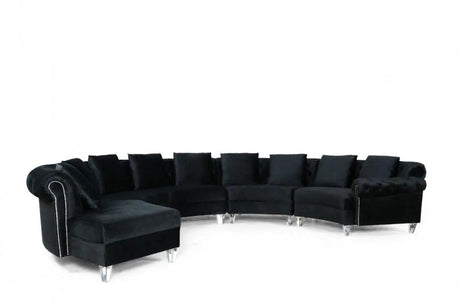 Vig Furniture - Divani Casa Darla Modern Black Velvet Circular Sectional Sofa - Vg2T1124-5P-Blk-2