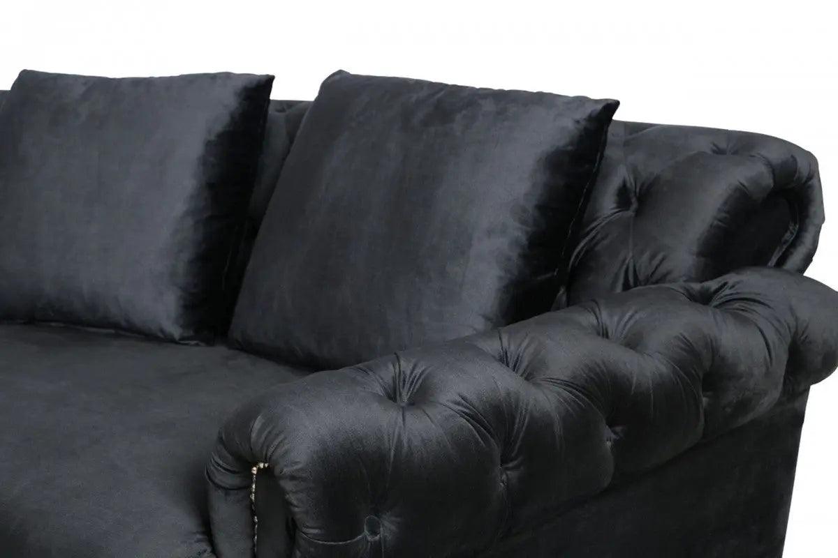 Vig Furniture - Divani Casa Darla Modern Black Velvet Circular Sectional Sofa - Vg2T1124-5P-Blk-2