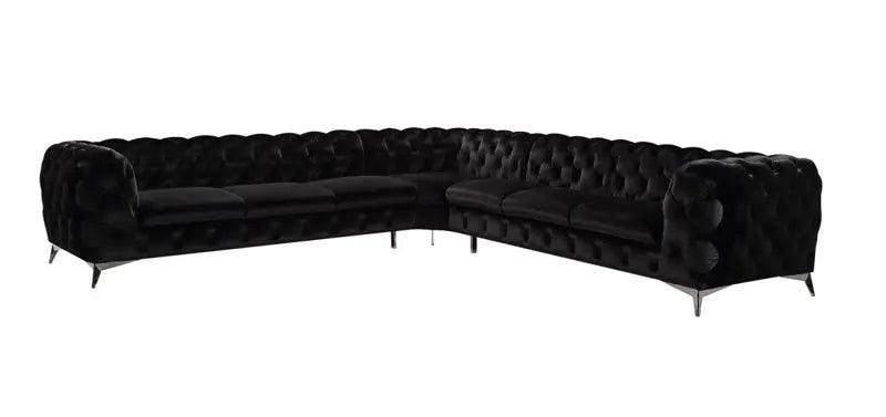 Vig Furniture - Divani Casa Delilah - Modern Black Fabric Sectional Sofa - Vgca1546A-Blk