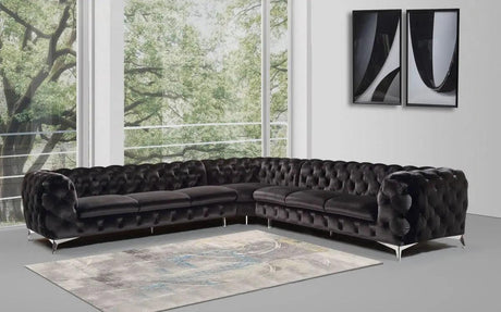 Vig Furniture - Divani Casa Delilah - Modern Black Fabric Sectional Sofa - Vgca1546A-Blk