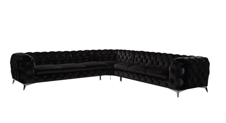 Vig Furniture - Divani Casa Delilah - Modern Black Fabric Sectional Sofa - Vgca1546A-Blk