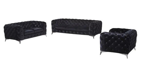 Vig Furniture - Divani Casa Delilah Modern Black Fabric Sofa Set - Vgca1546-Blk