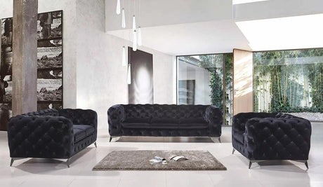 Vig Furniture - Divani Casa Delilah Modern Black Fabric Sofa Set - Vgca1546-Blk