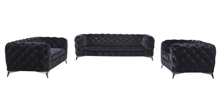 Vig Furniture - Divani Casa Delilah Modern Black Fabric Sofa Set - Vgca1546-Blk