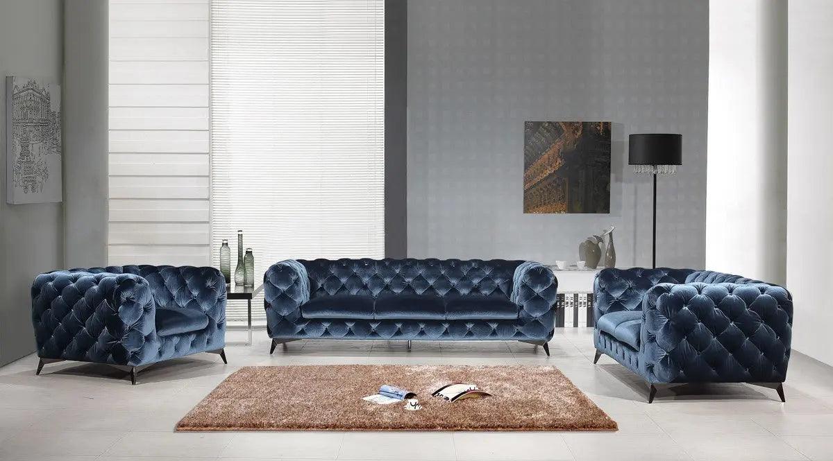 Vig Furniture - Divani Casa Delilah Modern Blue Fabric Sofa Set - Vgca1546-Blu