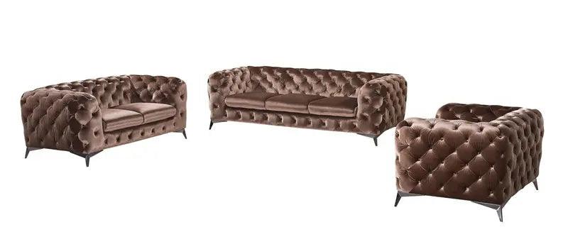 Vig Furniture - Divani Casa Delilah Modern Brown Fabric Sofa Set - Vgca1546-Brn