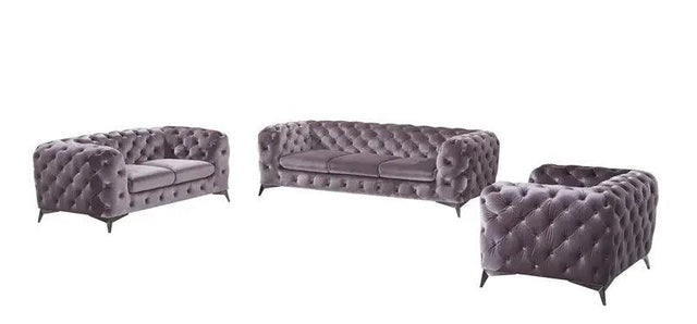 Vig Furniture - Divani Casa Delilah Modern Grey Fabric Sofa Set - Vgca1546-Gry