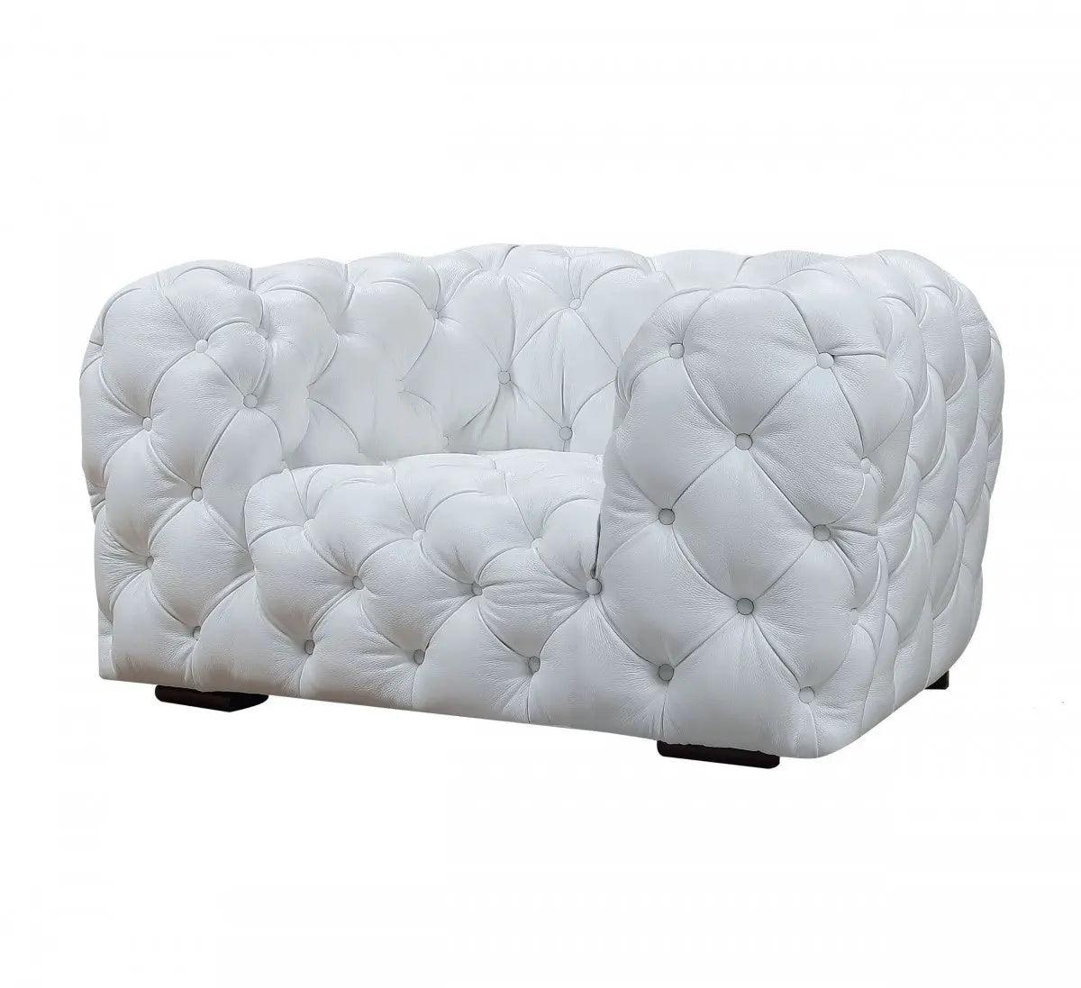 Vig Furniture - Divani Casa Dexter Transitional White Full Italian Leather Lounge Chair - Vgca114-Wht-Ch