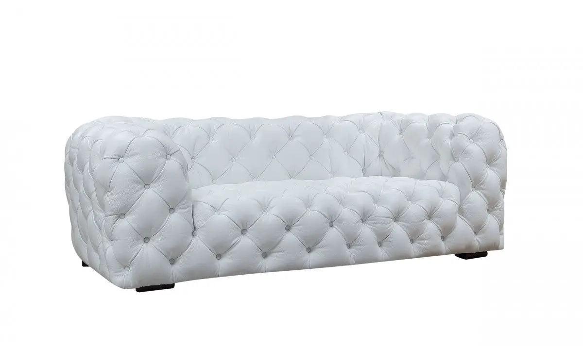 Divani Casa Dexter Transitional White Full Italian Leather Sofa - Loveseat Vgca114 - Wht - S | Home Elegance USA