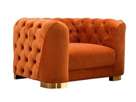 Vig Furniture - Divani Casa Duarte - Modern Orange Velvet Chair - Vgyuhd-1808-Chr