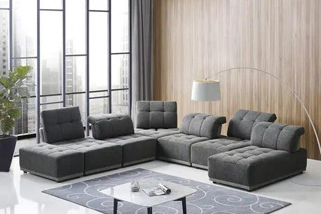 Vig Furniture - Divani Casa Ekron Modern Grey Fabric Modular Sectional Sofa - Vgmb-1881-Gry