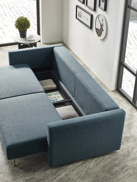 Vig Furniture - Divani Casa Fredonia Modern Blue-Green Fabric Sofa Bed W- Storage - Vgmb-1901-Bg