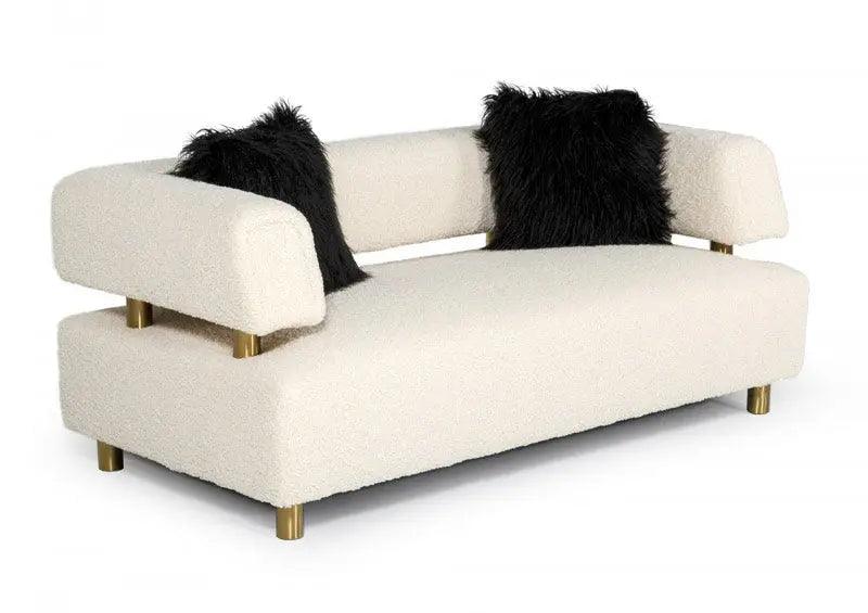 Vig Furniture - Divani Casa Gannet - Glam Beige Fabric Loveseat - Vgodzw-944-Lvst