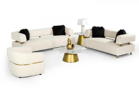 Vig Furniture - Divani Casa Gannet - Glam Beige Fabric Sofa - Vgodzw-944