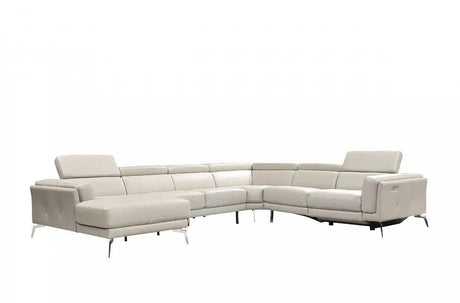 Vig Furniture - Divani Casa Gilsum Modern Light Grey Leather Sectional W- Recliner - Vgca1889-7476