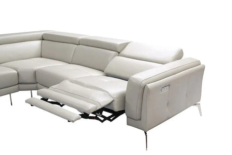 Vig Furniture - Divani Casa Gilsum Modern Light Grey Leather Sectional W- Recliner - Vgca1889-7476