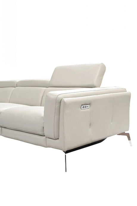 Vig Furniture - Divani Casa Gilsum Modern Light Grey Leather Sectional W- Recliner - Vgca1889-7476