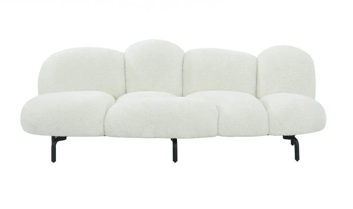 Divani Casa Glaster Contemporary White Sherpa 88" Bubble Sofa Vgodzw - 20036 - Wht - S | Home Elegance USA