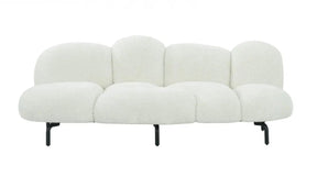 Divani Casa Glaster Contemporary White Sherpa 88" Bubble Sofa Vgodzw-20036-Wht-S