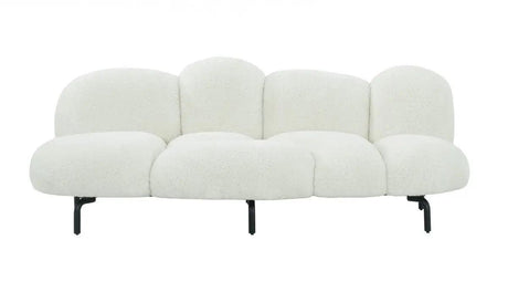 Vig Furniture - Divani Casa Glaster Contemporary White Sherpa 88" Bubble Sofa - Vgodzw-20036-Wht-S