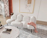 Vig Furniture - Divani Casa Glaster Contemporary White Sherpa 88" Bubble Sofa - Vgodzw-20036-Wht-S