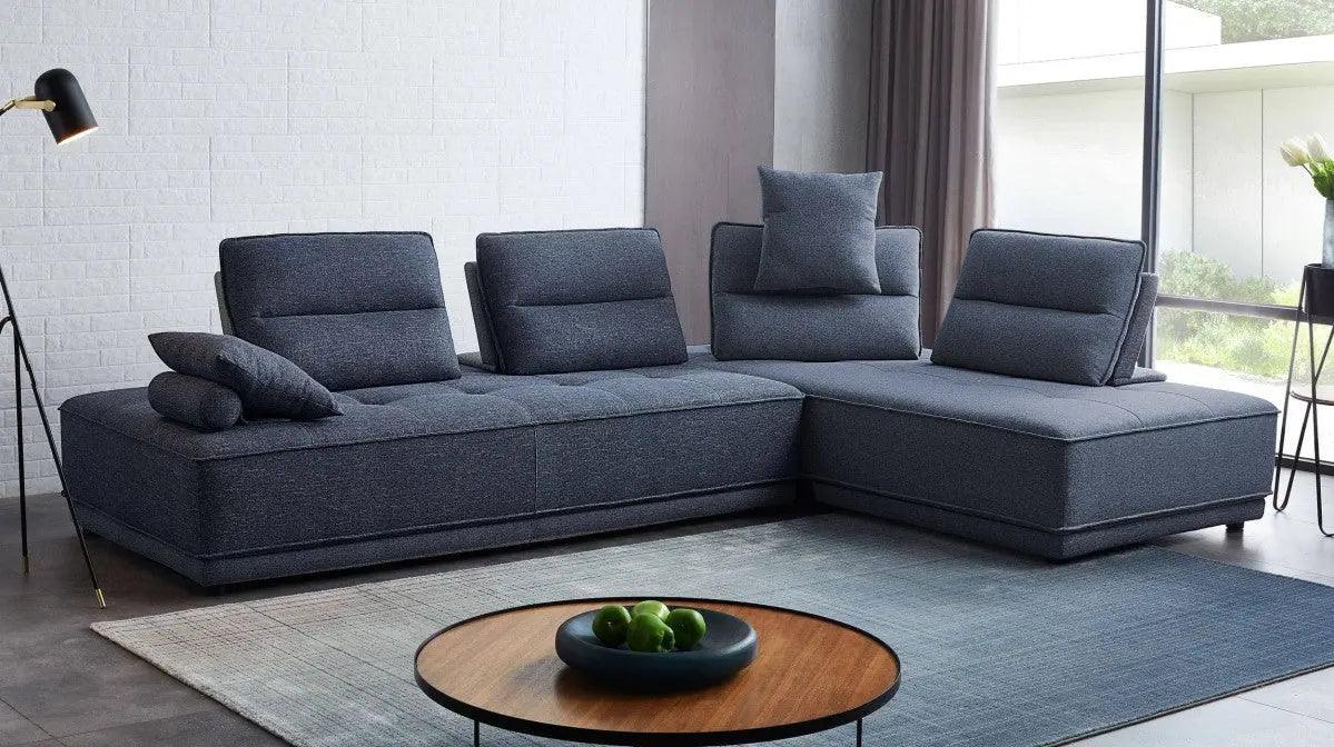 Vig Furniture - Divani Casa Glendale - Modern Blue Fabric Sectional Sofa - Vgmbmb-1907-Blu