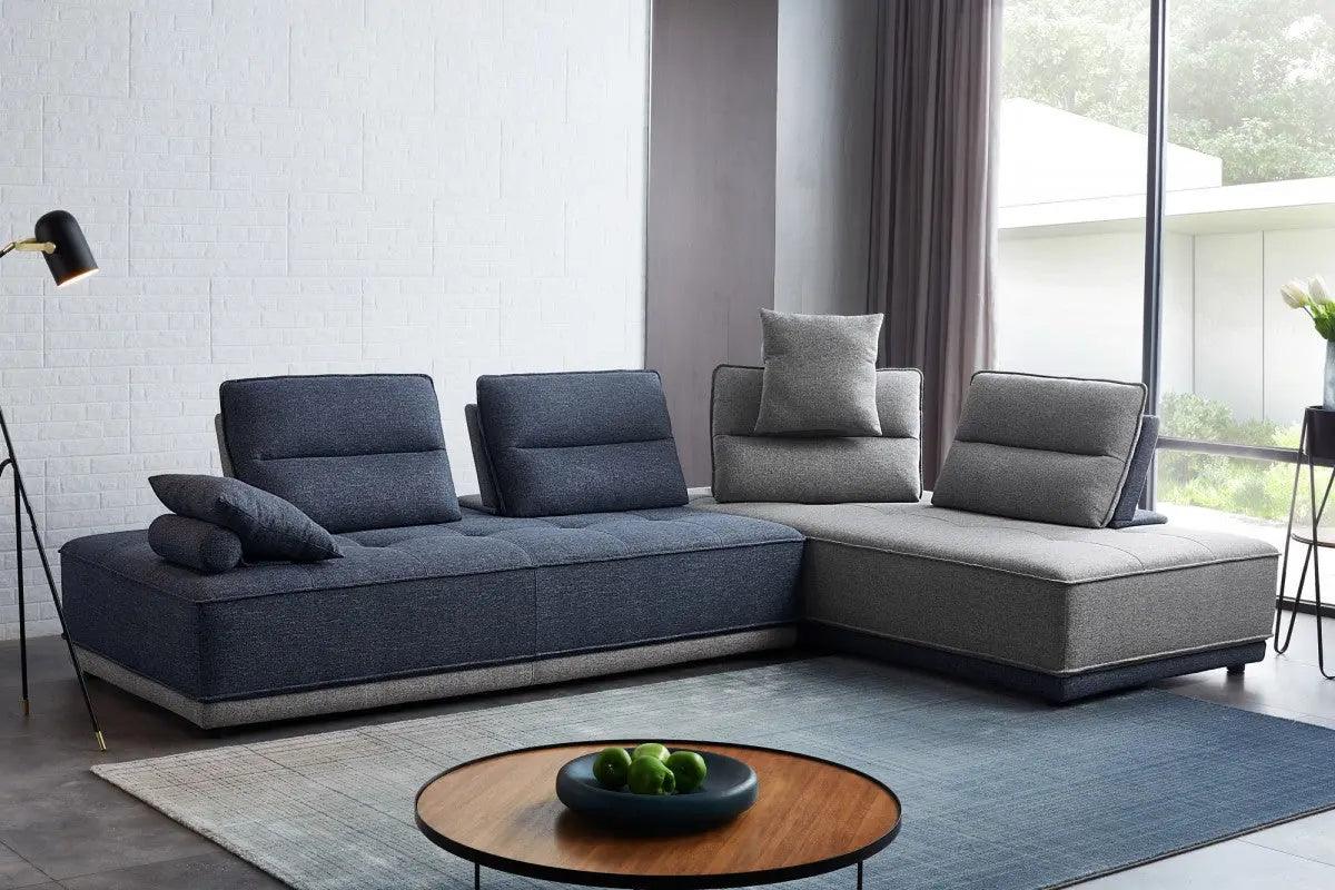 Vig Furniture - Divani Casa Glendale - Modern Blue & Grey Fabric Sectional Sofa - Vgmb-1907