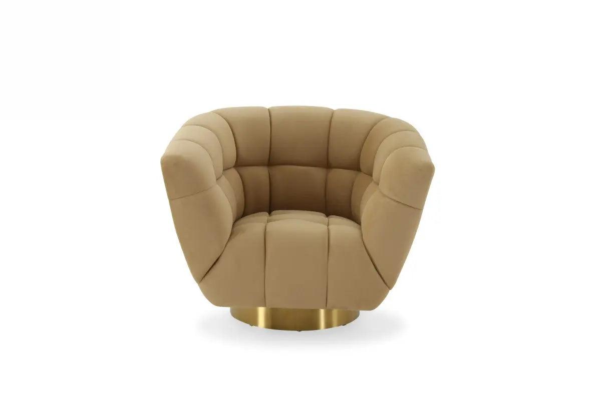 Vig Furniture - Divani Casa Granby - Glam Mustard And Gold Fabric Chair - Vgodzw-946-Chr