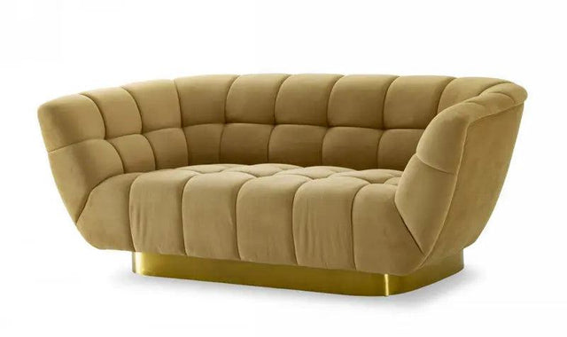 Vig Furniture - Divani Casa Granby - Glam Mustard And Gold Fabric Loveseat - Vgodzw-946-Lvst