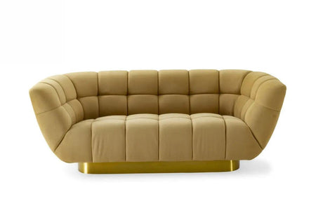 Divani Casa Granby Glam Mustard And Gold Fabric Loveseat Vgodzw-946-Lvst