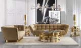 Vig Furniture - Divani Casa Granby - Glam Mustard And Gold Fabric Loveseat - Vgodzw-946-Lvst