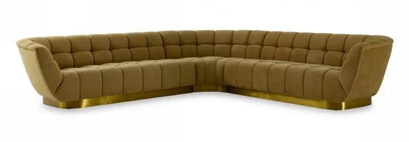 Vig Furniture - Divani Casa Granby - Glam Mustard And Gold Fabric Sectional Sofa - Vgodzw-946-Sect