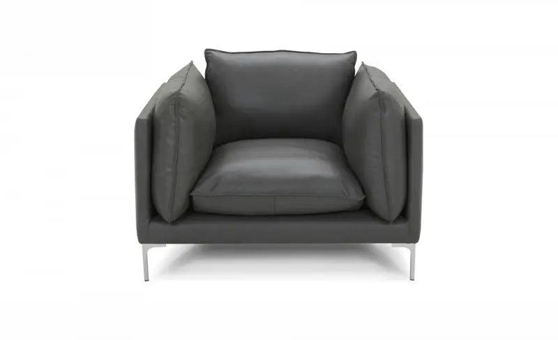 Vig Furniture - Divani Casa Harvest - Modern Grey Full Leather Chair - Vgkkkf2627-L2925-Chr