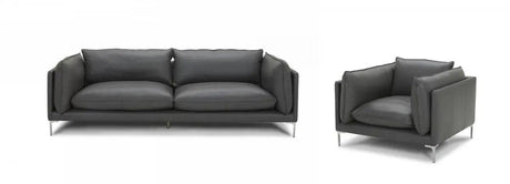 Divani Casa Harvest Modern Grey Full Leather Chair Vgkkkf2627-L2925-Chr