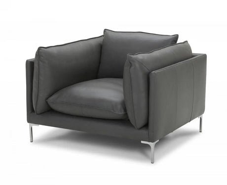 Divani Casa Harvest Modern Grey Full Leather Chair Vgkkkf2627-L2925-Chr