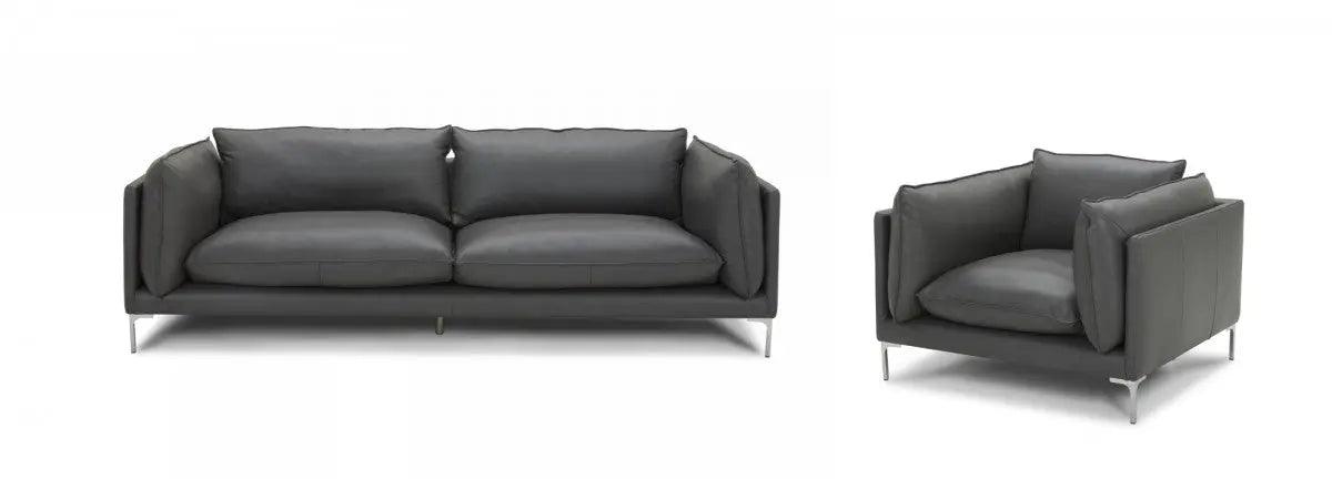 Vig Furniture - Divani Casa Harvest - Modern Grey Full Leather Sofa - Vgkkkf2627-L2925-Sofa