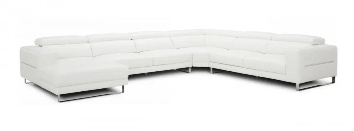 Divani Casa Hawkey Contemporary White Full Leather Laf Chaise Sectional Vgkkkf1066 - Laf - Wht | Home Elegance USA