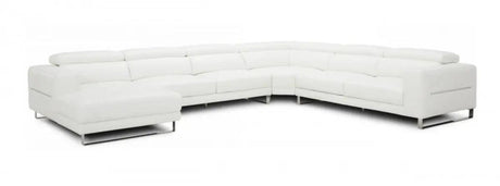 Vig Furniture - Divani Casa Hawkey - Contemporary White Full Leather Laf Chaise Sectional - Vgkkkf1066-Laf-Wht