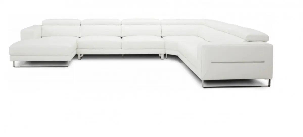 Vig Furniture - Divani Casa Hawkey - Contemporary White Full Leather Laf Chaise Sectional - Vgkkkf1066-Laf-Wht