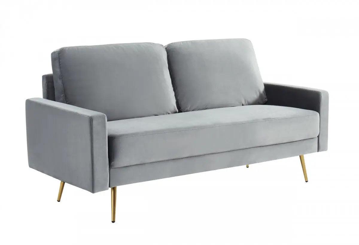 Divani Casa Huffine Modern Velvet and Metal Upholstered Sofa - Thumbnail 5