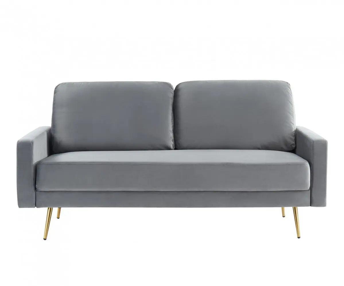 Divani Casa Huffine Modern Velvet and Metal Upholstered Sofa