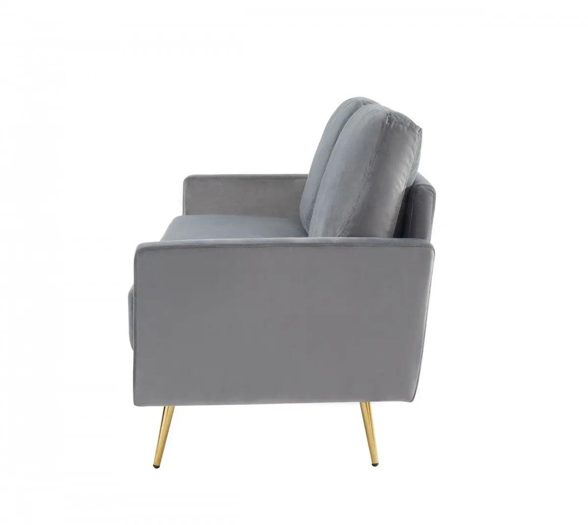 Divani Casa Huffine Modern Velvet and Metal Upholstered Sofa - Thumbnail 4