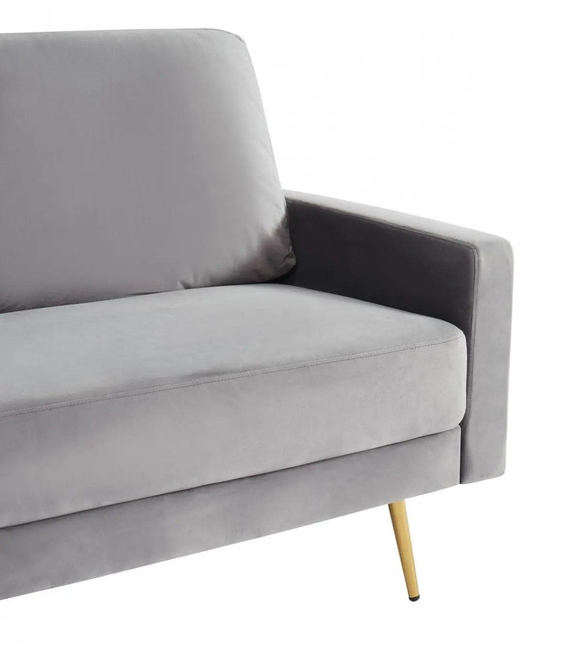 Divani Casa Huffine Modern Velvet and Metal Upholstered Sofa - Thumbnail 5