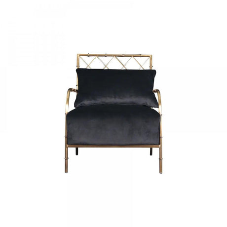 Vig Furniture - Divani Casa Ignacio Glam Black Velvet & Gold Accent Chair - Vgmfoc-2211-Blk-Ch