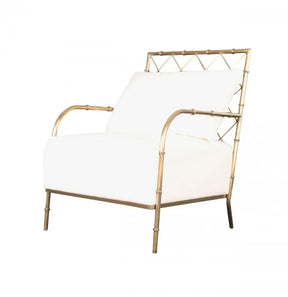 Divani Casa Ignacio Glam White Velvet & Gold Accent Chair Vgmfoc-2211-Wht-Ch