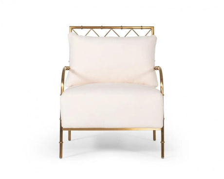 Vig Furniture - Divani Casa Ignacio Glam White Velvet & Gold Accent Chair - Vgmfoc-2211-Wht-Ch