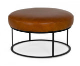 Vig Furniture - Divani Casa Jacoba Modern Camel Leather Round Ottoman - Vgkkkf2620-Cml-3