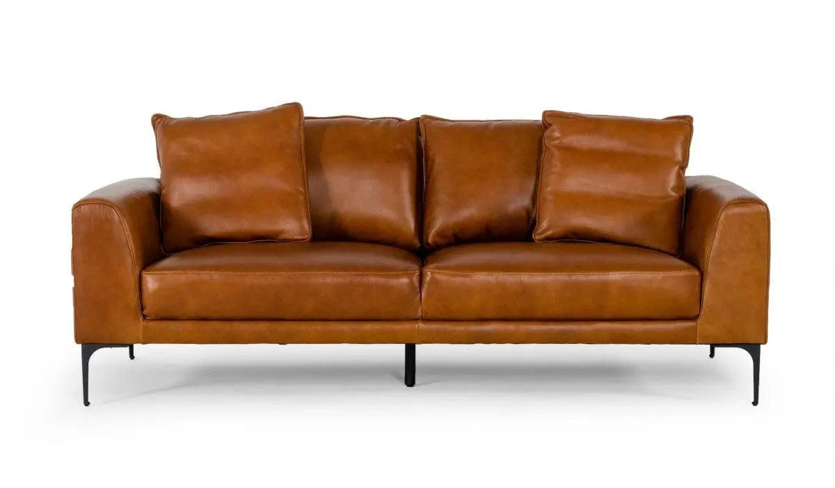 Vig Furniture - Divani Casa Jacoba - Modern Camel Leather Sofa - Vgkkkf2620-Cml-Sofa-3